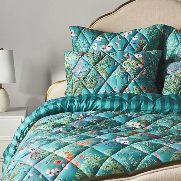 Maeve by Anthropologie Lemur & Flowers Organic Cotton Sateen King Sham NWT